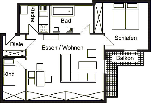 Grundriss der Dachstudios im Englmarer Hof